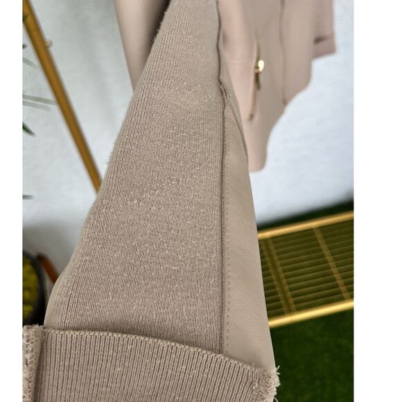 Guess Cream Tan Vegan Leather Biker Jacket – Size Medium w Flaws - Picture 7 of 14